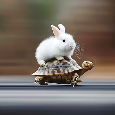 JPG 동물 편집이미지 백그라운드 이동 상상 동화 사람없음 토끼 도움 거북이 디지털합성 속도 자라 편집소스 편집실사 AI포토 AI콘텐츠 컨셉 포유류 파충류 반려동물 CG 파일형식