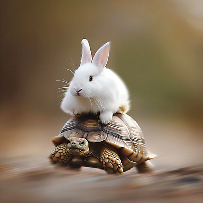 JPG 동물 편집이미지 백그라운드 이동 상상 동화 사람없음 토끼 도움 거북이 디지털합성 속도 자라 편집소스 편집실사 AI포토 AI콘텐츠 컨셉 포유류 파충류 반려동물 CG 파일형식