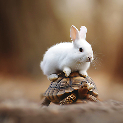 JPG 동물 편집이미지 백그라운드 이동 상상 동화 사람없음 토끼 도움 거북이 디지털합성 속도 자라 편집소스 편집실사 AI포토 AI콘텐츠 컨셉 포유류 파충류 반려동물 CG 파일형식