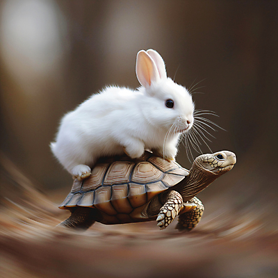 JPG 동물 편집이미지 백그라운드 이동 상상 동화 사람없음 토끼 도움 거북이 디지털합성 속도 자라 편집소스 편집실사 AI포토 AI콘텐츠 컨셉 포유류 파충류 반려동물 CG 파일형식