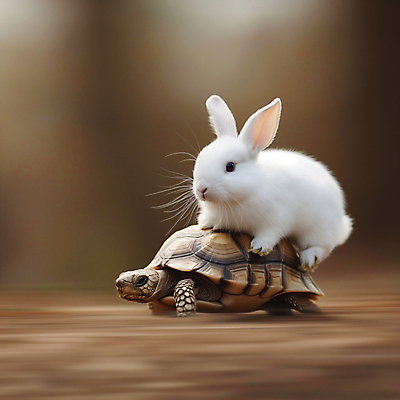 JPG 동물 편집이미지 백그라운드 이동 상상 동화 사람없음 토끼 도움 거북이 디지털합성 속도 자라 편집소스 편집실사 AI포토 AI콘텐츠 컨셉 포유류 파충류 반려동물 CG 파일형식