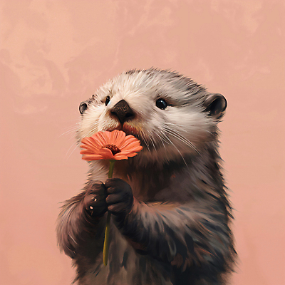 JPG 동물 편집이미지 꽃 분홍색 프로포즈 들기 사람없음 귀여움 디지털합성 주기 수달 편집소스 편집실사 AI컴퓨터그래픽 AI콘텐츠 식물 컬러 컨셉 모션 CG 파일형식