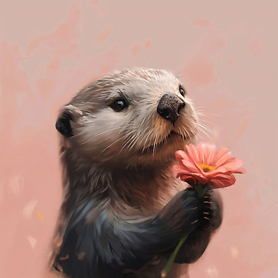 JPG 동물 편집이미지 꽃 분홍색 프로포즈 들기 사람없음 귀여움 디지털합성 주기 수달 편집소스 편집실사 AI컴퓨터그래픽 AI콘텐츠 식물 컬러 컨셉 모션 CG 파일형식