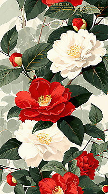 PSD 식물 꽃잎 꽃 백그라운드 일러스트 봄꽃 사람없음 빨간색 흰색 분위기 동백 국내일러스트 컬러 컨셉 봄 파일형식