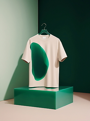 JPG 편집이미지 디자인 패션 티셔츠 사람없음 캐주얼 초록색 옷걸이 디지털합성 단상 편집소스 편집실사 AI컴퓨터그래픽 AI콘텐츠 옷 컬러 셔츠 CG 파일형식