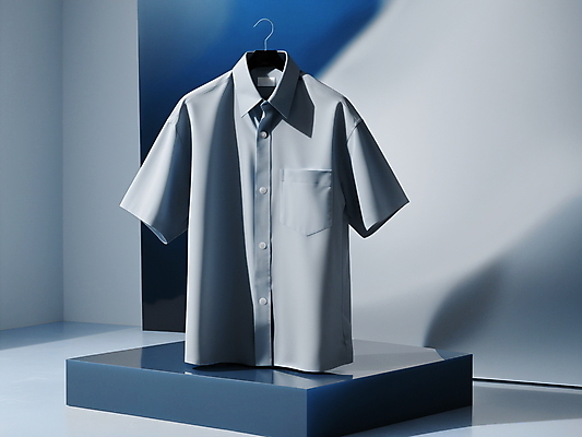 JPG 편집이미지 패션 셔츠 티셔츠 그림자 사람없음 파란색 직물 옷걸이 디지털합성 모던 단상 편집소스 편집실사 AI컴퓨터그래픽 AI콘텐츠 컬러 상의 CG 파일형식