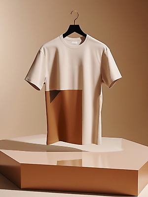 JPG 편집이미지 패션 티셔츠 사람없음 캐주얼 갈색 옷걸이 디지털합성 단상 편집소스 편집실사 AI컴퓨터그래픽 AI콘텐츠 옷 컬러 셔츠 CG 파일형식