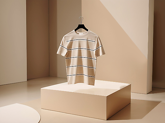 JPG 편집이미지 패션 티셔츠 사람없음 캐주얼 줄무늬 옷걸이 디지털합성 단상 베이지색 편집소스 2025년 트렌드컬러 편집실사 모카무스 AI컴퓨터그래픽 AI콘텐츠 옷 컬러 셔츠 무늬 연도 CG 파일형식