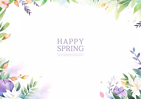 PSD 잎 꽃백그라운드 일러스트 봄꽃 수채화 프레임 사람없음 보라색 카피스페이스 국내일러스트 식물 꽃 컬러 백그라운드 봄 공백 파일형식