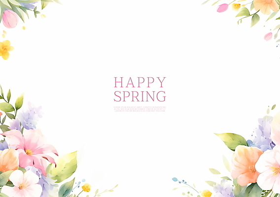 PSD 잎 꽃백그라운드 일러스트 봄꽃 수채화 프레임 사람없음 카피스페이스 국내일러스트 식물 꽃 백그라운드 봄 공백 파일형식