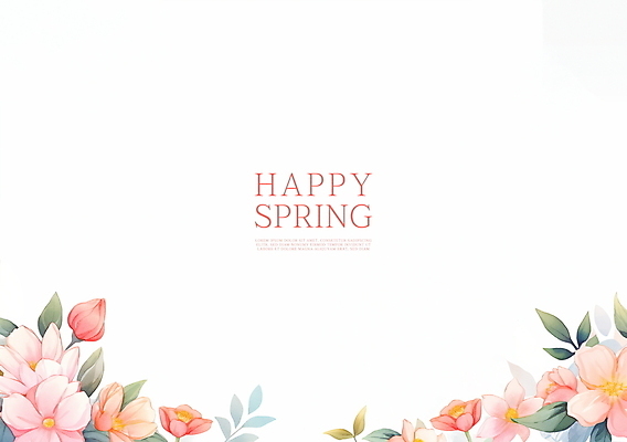 PSD 분홍색 잎 꽃백그라운드 일러스트 봄꽃 수채화 프레임 사람없음 카피스페이스 국내일러스트 식물 꽃 컬러 백그라운드 봄 공백 파일형식