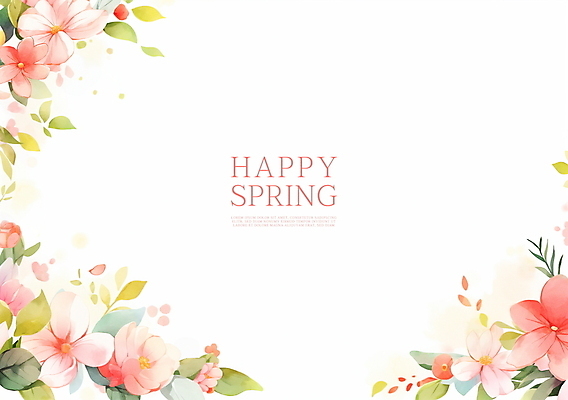 PSD 분홍색 잎 꽃백그라운드 일러스트 봄꽃 수채화 프레임 사람없음 카피스페이스 국내일러스트 식물 꽃 컬러 백그라운드 봄 공백 파일형식