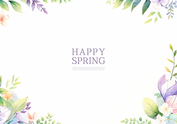 PSD 잎 꽃백그라운드 일러스트 봄꽃 수채화 프레임 사람없음 보라색 카피스페이스 국내일러스트 식물 꽃 컬러 백그라운드 봄 공백 파일형식