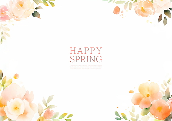 PSD 잎 꽃백그라운드 일러스트 봄꽃 수채화 프레임 사람없음 살구색 카피스페이스 국내일러스트 식물 꽃 컬러 백그라운드 봄 공백 파일형식
