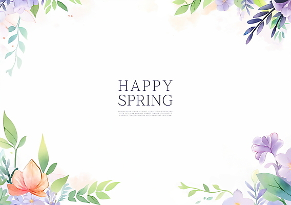 PSD 잎 꽃백그라운드 일러스트 봄꽃 수채화 프레임 사람없음 보라색 카피스페이스 국내일러스트 식물 꽃 컬러 백그라운드 봄 공백 파일형식