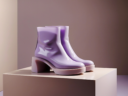 JPG 편집이미지 디자인 패션 신발 사람없음 디지털합성 여성용 연보라색 단상 앵클부츠 편집소스 편집실사 AI포토 AI콘텐츠 부츠 보라색 CG 파일형식