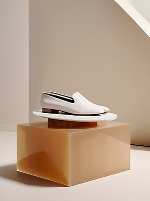 JPG 편집이미지 디자인 패션 구두 사람없음 흰색 디지털합성 여성용 단상 로퍼 아이보리 편집소스 편집실사 AI포토 AI콘텐츠 컬러 신발 CG 파일형식