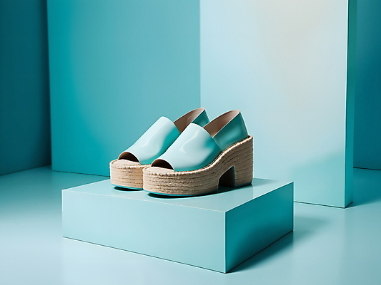 JPG 편집이미지 디자인 패션 하늘색 사람없음 샌들 디지털합성 여성용 단상 편집소스 편집실사 AI포토 AI콘텐츠 신발 파란색 CG 파일형식