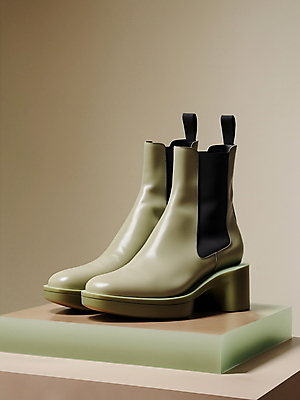 JPG 편집이미지 디자인 패션 부츠 사람없음 디지털합성 여성용 단상 카키색 편집소스 편집실사 AI포토 AI콘텐츠 컬러 신발 CG 파일형식