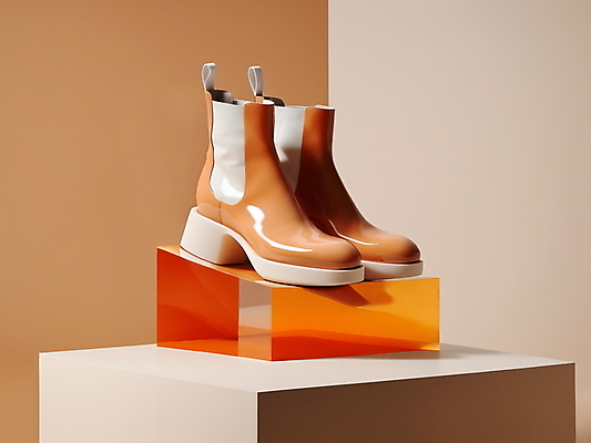 JPG 편집이미지 디자인 패션 부츠 사람없음 주황색 디지털합성 여성용 단상 편집소스 편집실사 AI포토 AI콘텐츠 컬러 신발 CG 파일형식