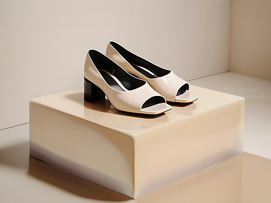 JPG 편집이미지 디자인 패션 구두 사람없음 디지털합성 여성용 단상 아이보리 편집소스 편집실사 AI포토 AI콘텐츠 컬러 신발 CG 파일형식