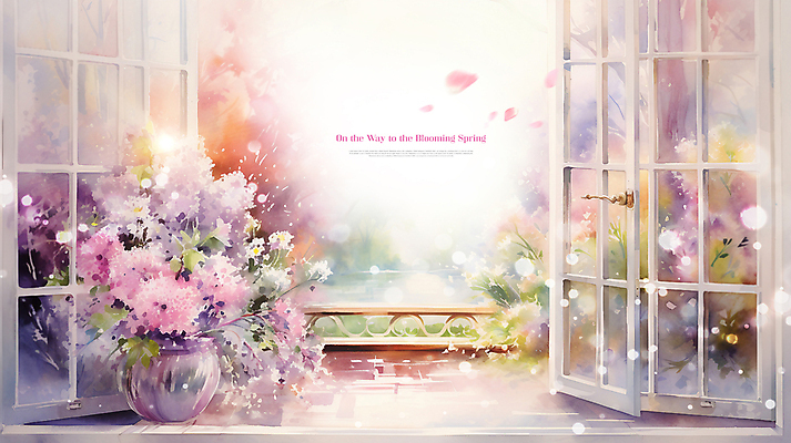 PSD 편집이미지 화초 분홍색 봄꽃 자연 풍경 사람없음 빛 햇빛 문 풀잎 창가 이미지편집 식물 꽃 컬러 잎 창문 태양 봄 풀_식물 생태계 파일형식