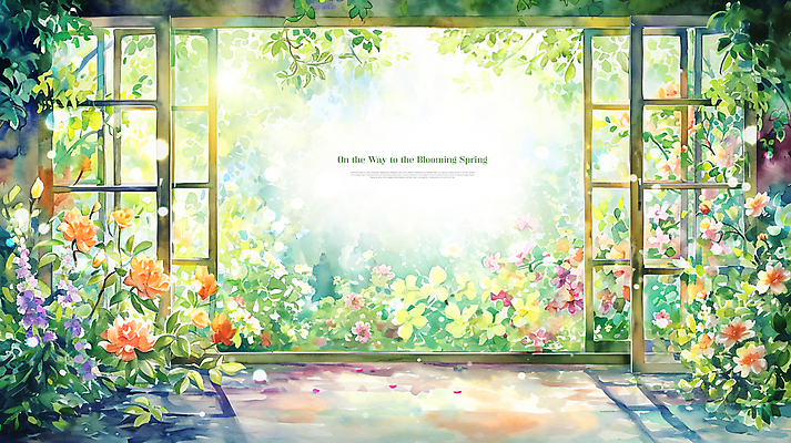 PSD 편집이미지 화초 봄꽃 자연 풍경 사람없음 빛 햇빛 문 풀잎 창가 이미지편집 식물 꽃 잎 창문 태양 봄 풀_식물 생태계 파일형식