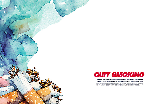 PSD 캠페인 일러스트 수채화 건강 타이포그라피 사람없음 초록색 연기 금연 담배꽁초 국내일러스트 문자 컬러 담배 사회이슈 파일형식