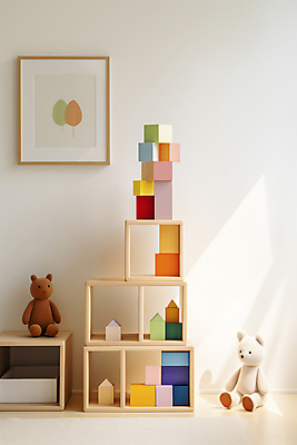 JPG 편집이미지 액자 책장 실내 그림자 사람없음 인테리어 상자 쌓기 블록 놀이방 곰인형 공간 디지털합성 편집실사 AI포토 AI콘텐츠 디자인 인형 가구 모션 내부 CG 파일형식