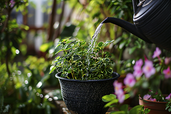 JPG 편집이미지 꽃 화분 자연 사람없음 물 정원 물뿌리개 디지털합성 원예 가꾸기 편집실사 AI포토 AI콘텐츠 자연요소 식물 취미 CG 생태계 파일형식