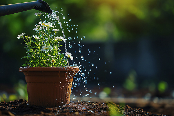 JPG 편집이미지 꽃 화분 자연 사람없음 물 정원 물뿌리개 디지털합성 원예 가꾸기 편집실사 AI포토 AI콘텐츠 자연요소 식물 취미 CG 생태계 파일형식