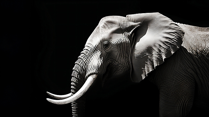 JPG 동물 편집이미지 코끼리 흑백 사람없음 상아 편집실사 AI포토 AI콘텐츠 포유류 촬영기법 CG 파일형식