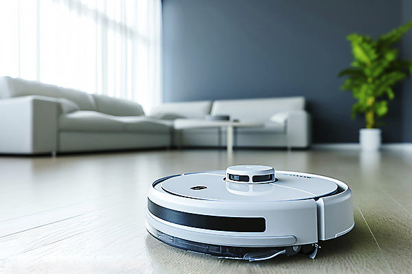 JPG 편집이미지 화분 화초 거실 창문 탁자 사람없음 소파 커튼 청소 청소로봇 편집실사 AI포토 AI콘텐츠 식물 가구 의자 로봇 CG 파일형식