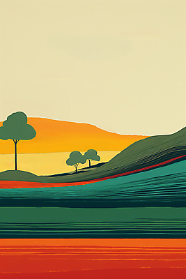 JPG 나무 백그라운드 일러스트 자연 하늘 산 풍경 초원 사람없음 분위기 국내일러스트 AI일러스트 AI콘텐츠 식물 컨셉 생태계 파일형식