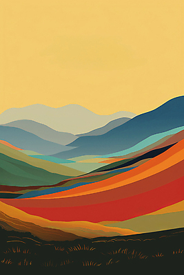 JPG 백그라운드 일러스트 자연 하늘 산 풍경 초원 사람없음 분위기 국내일러스트 AI일러스트 AI콘텐츠 컨셉 생태계 파일형식