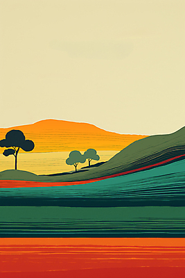 JPG 나무 백그라운드 일러스트 자연 하늘 산 풍경 초원 사람없음 분위기 국내일러스트 AI일러스트 AI콘텐츠 식물 컨셉 생태계 파일형식