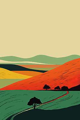 JPG 나무 백그라운드 일러스트 자연 하늘 산 풍경 초원 사람없음 분위기 국내일러스트 AI일러스트 AI콘텐츠 식물 컨셉 생태계 파일형식