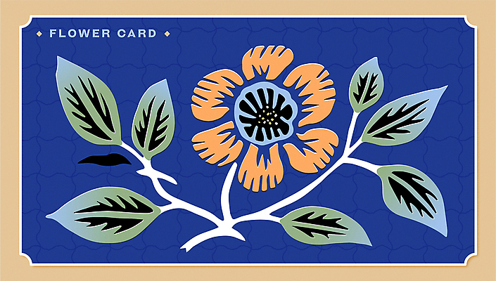 꽃 잎 일러스트 나뭇잎 사람없음 파란색 빈티지 풀 엽서 판화 국내일러스트 AI파일 식물 컬러 컨셉 미술 편지 파일형식 벡터