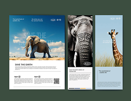 동물 템플릿 편집 배너 배너템플릿 포스터 야생동물 백그라운드 자연 코끼리 팜플렛 초원 사람없음 기린 동물보호 QR코드 목업 이미지템플릿 AI파일 포유류 사회이슈 생태계 파일형식 벡터