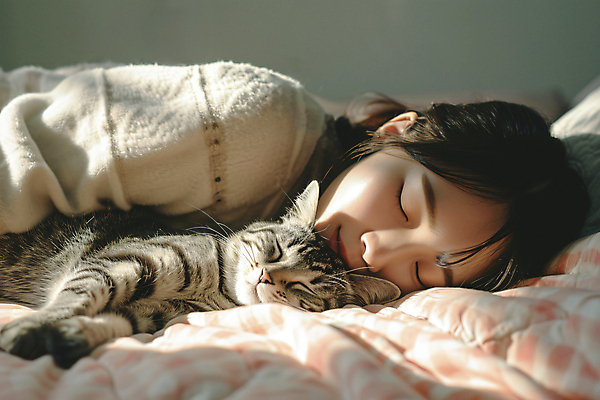 JPG 편집이미지 여자 여유 침구 휴식 한명 성인 눕기 햇빛 눈감음 고양이 이불 잠 편안함 디지털합성 낮잠 성인여자한명만 편집실사 AI인물포토 AI콘텐츠 1 감정 컨셉 포유류 모션 사람 반려동물 태양 감각 CG 여자한명만 성인여자만 파일형식 AI포토