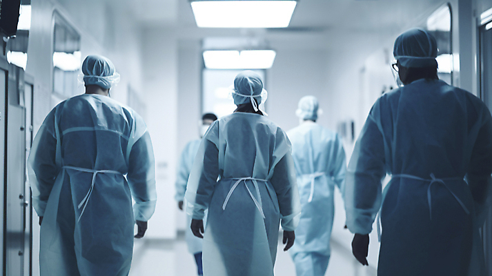 JPG 편집이미지 병원 여러명 상반신 성인 치료 파란색 걷기 간호사 의료진 의사 복도 수술 디지털합성 수술복 의료성형뷰티 성인만 편집실사 IC큐레이션 AI인물포토 AI콘텐츠 직업 컬러 다수 의학 모션 사람 가운 CG 파일형식 AI포토