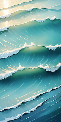 JPG 물결 파도 바다 일러스트 자연 사람없음 물 파란색 반짝임 햇빛 분위기 국내일러스트 AI일러스트 AI콘텐츠 자연요소 컬러 컨셉 모션 태양 생태계 파일형식