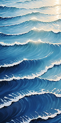 JPG 물결 파도 바다 일러스트 자연 사람없음 물 파란색 반짝임 햇빛 분위기 국내일러스트 AI일러스트 AI콘텐츠 자연요소 컬러 컨셉 모션 태양 생태계 파일형식