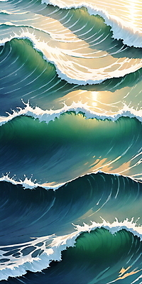 JPG 물결 파도 바다 일러스트 자연 사람없음 물 파란색 반짝임 햇빛 분위기 국내일러스트 AI일러스트 AI콘텐츠 자연요소 컬러 컨셉 모션 태양 생태계 파일형식