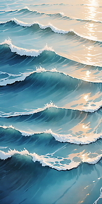 JPG 물결 파도 바다 일러스트 자연 사람없음 물 파란색 반짝임 햇빛 분위기 국내일러스트 AI일러스트 AI콘텐츠 자연요소 컬러 컨셉 모션 태양 생태계 파일형식
