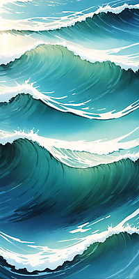 JPG 물결 파도 바다 일러스트 자연 사람없음 물 파란색 반짝임 햇빛 분위기 국내일러스트 AI일러스트 AI콘텐츠 자연요소 컬러 컨셉 모션 태양 생태계 파일형식