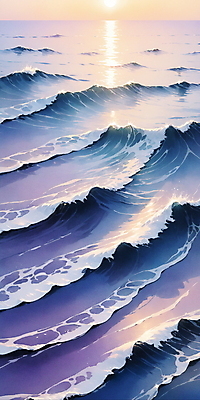 JPG 물결 파도 바다 일러스트 자연 사람없음 물 파란색 반짝임 햇빛 분위기 국내일러스트 AI일러스트 AI콘텐츠 자연요소 컬러 컨셉 모션 태양 생태계 파일형식