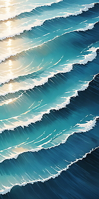 JPG 물결 파도 바다 일러스트 자연 사람없음 물 파란색 반짝임 햇빛 분위기 국내일러스트 AI일러스트 AI콘텐츠 자연요소 컬러 컨셉 모션 태양 생태계 파일형식