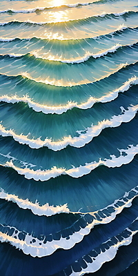 JPG 물결 파도 바다 일러스트 자연 사람없음 물 파란색 반짝임 햇빛 분위기 국내일러스트 AI일러스트 AI콘텐츠 자연요소 컬러 컨셉 모션 태양 생태계 파일형식