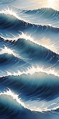 JPG 물결 파도 바다 일러스트 자연 사람없음 물 파란색 반짝임 햇빛 분위기 국내일러스트 AI일러스트 AI콘텐츠 자연요소 컬러 컨셉 모션 태양 생태계 파일형식